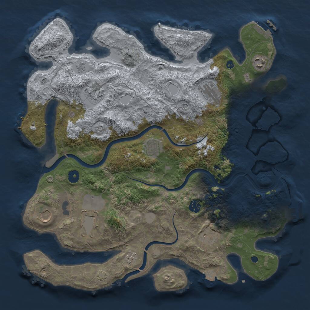 Rust Map: Procedural Map, Size: 3800, Seed: 22222222, 15 Monuments