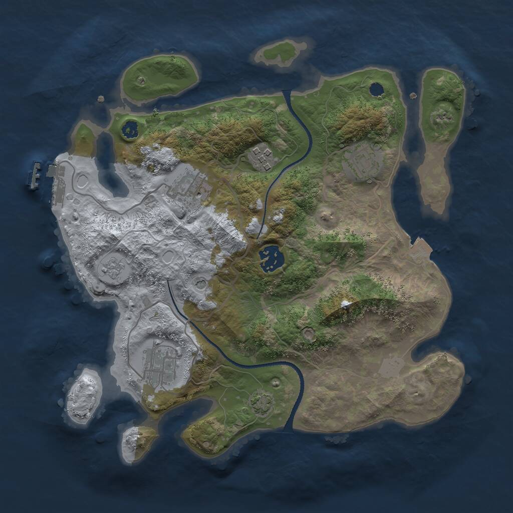 Rust Map: Procedural Map, Size: 3000, Seed: 667210551, 10 Monuments
