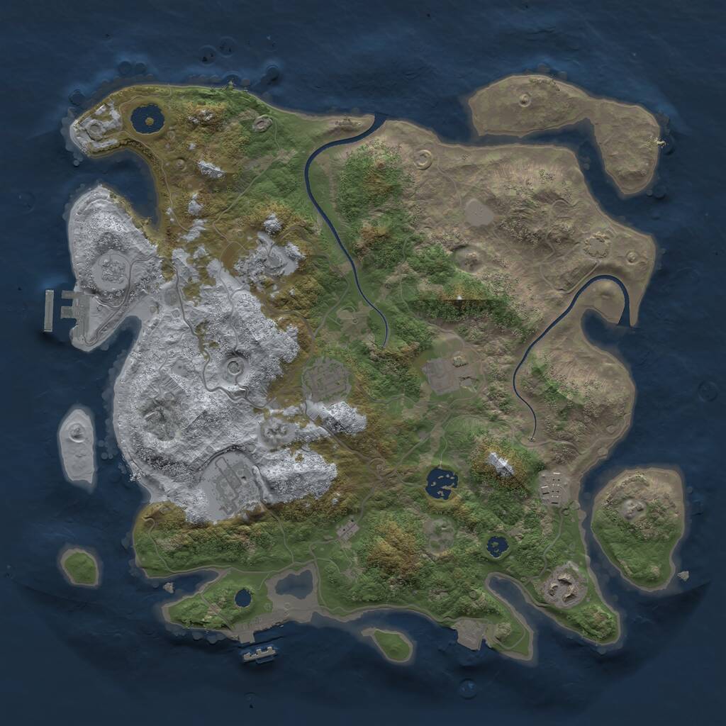 Rust Map: Procedural Map, Size: 3500, Seed: 46389080, 13 Monuments