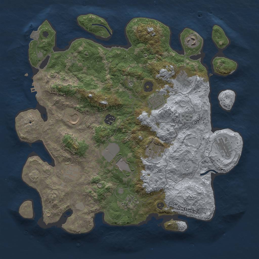 Rust Map: Procedural Map, Size: 3700, Seed: 904031917, 18 Monuments