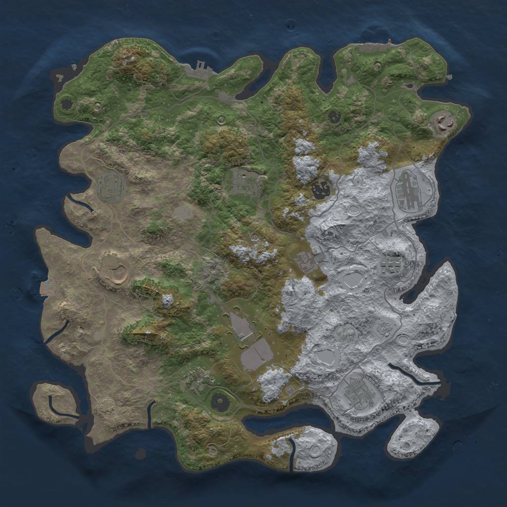 Rust Map: Procedural Map, Size: 4050, Seed: 1507987418, 19 Monuments
