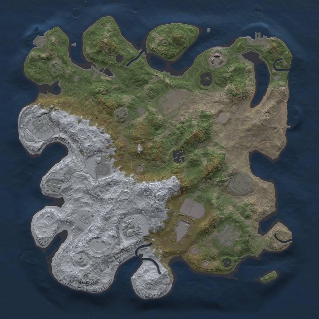 Rust Map: Procedural Map, Size: 3550, Seed: 54347293, 18 Monuments