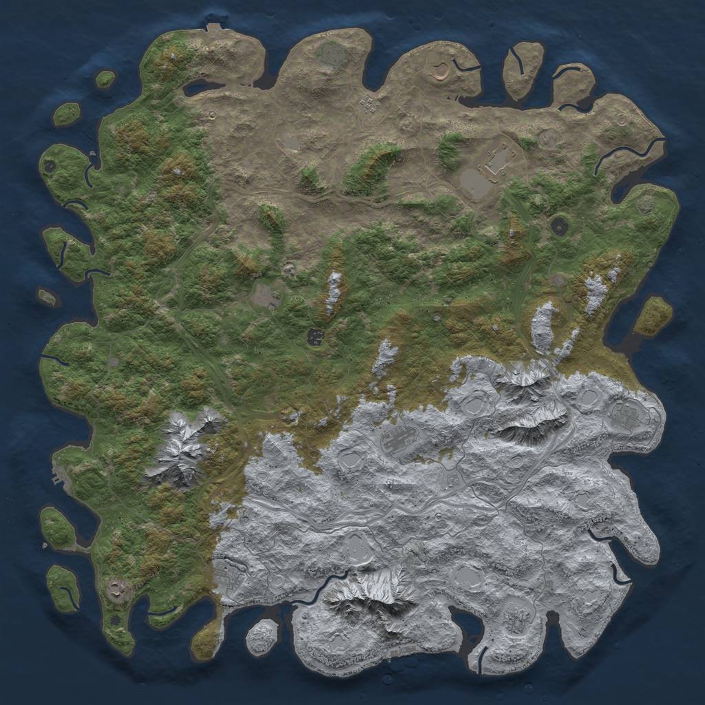 Rust Map: Procedural Map, Size: 6000, Seed: 95959595, 19 Monuments