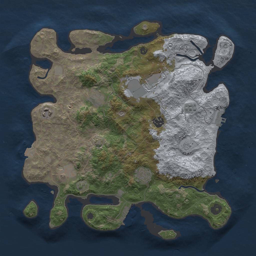 Rust Map: Procedural Map, Size: 3500, Seed: 1000785347, 15 Monuments