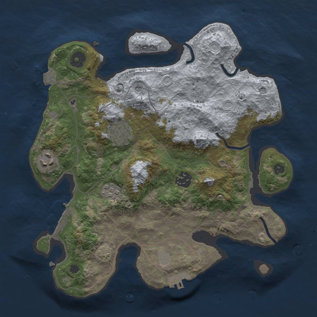 Rust Map: Procedural Map, Size: 3000, Seed: 269681143, 12 Monuments