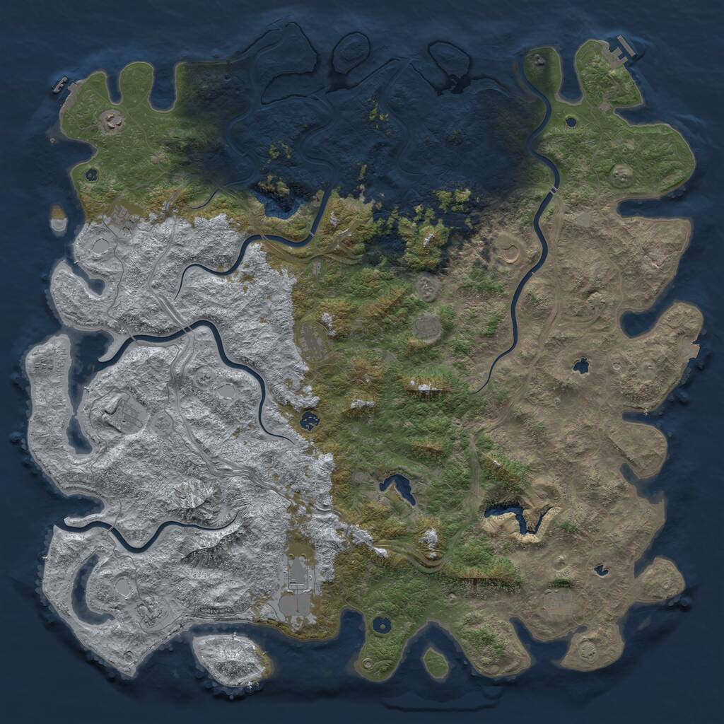 Rust Map: Procedural Map, Size: 6000, Seed: 4733, 17 Monuments