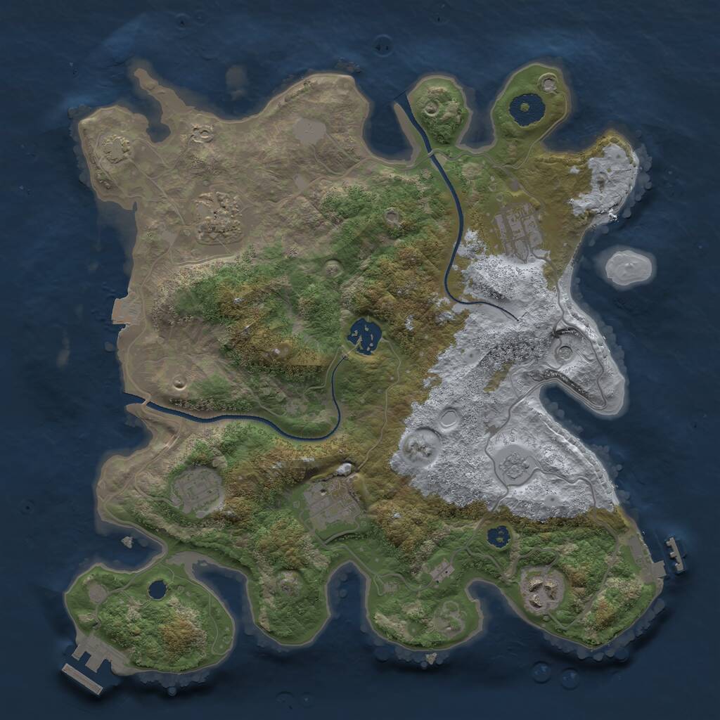 Rust Map: Procedural Map, Size: 3250, Seed: 2121348543, 12 Monuments