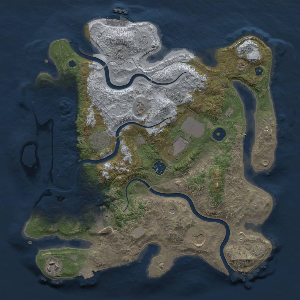 Rust Map: Procedural Map, Size: 3500, Seed: 780564546, 13 Monuments
