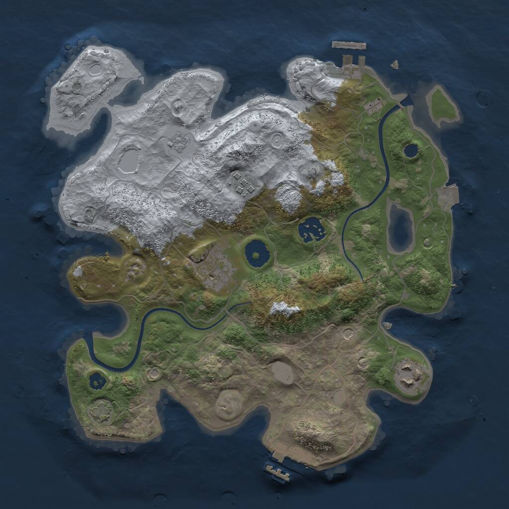 Rust Map: Procedural Map, Size: 3000, Seed: 486330836, 10 Monuments