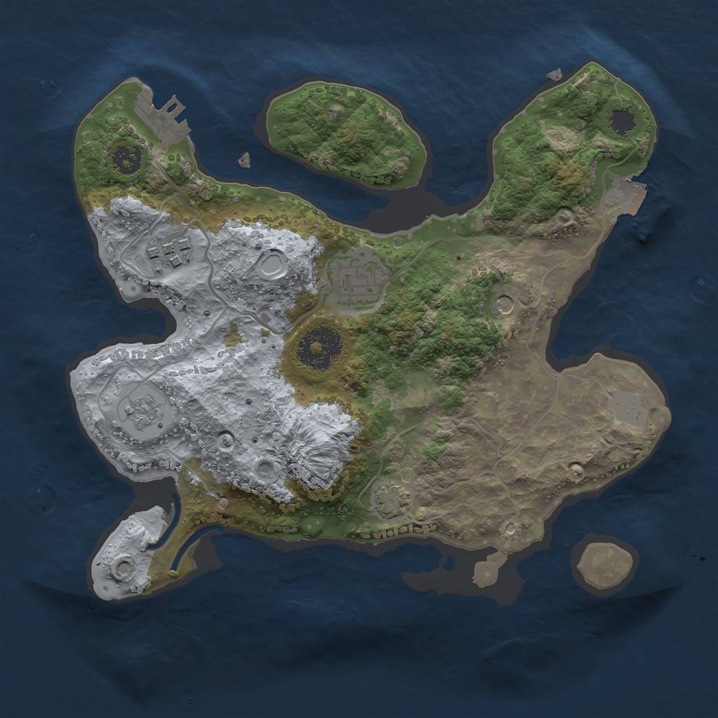Rust Map: Procedural Map, Size: 2500, Seed: 469695696, 9 Monuments