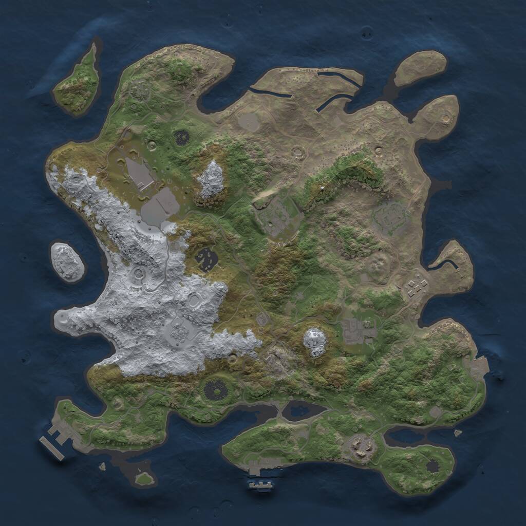 Rust Map: Procedural Map, Size: 3500, Seed: 1904885953, 13 Monuments