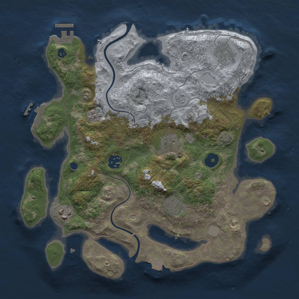 Rust Map: Procedural Map, Size: 3250, Seed: 172559817, 12 Monuments