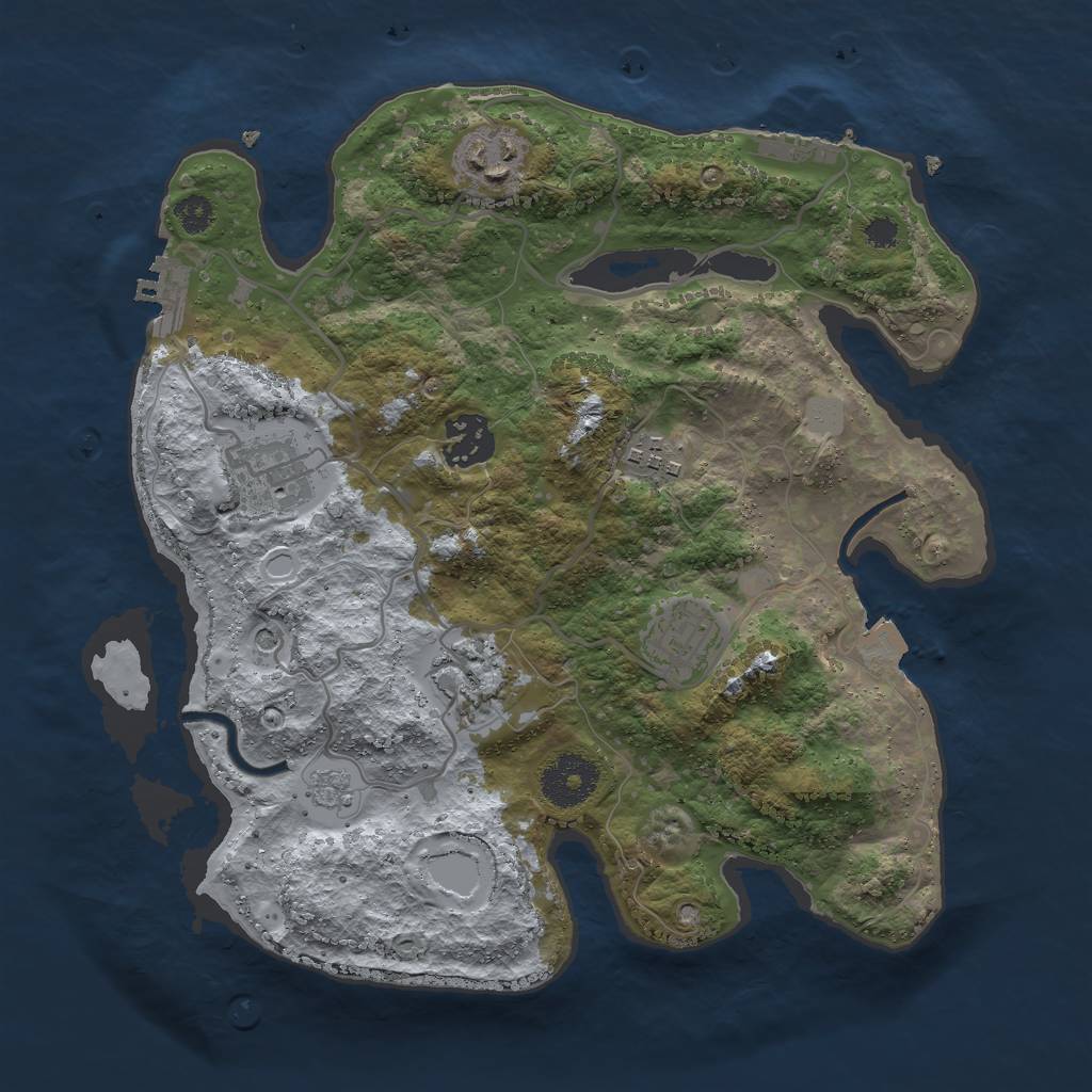 Rust Map: Procedural Map, Size: 3000, Seed: 64565553, 13 Monuments