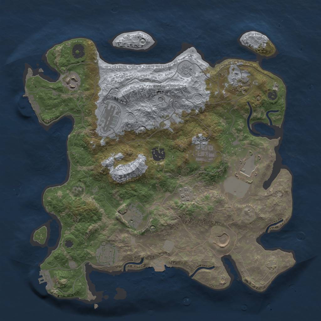 Rust Map: Procedural Map, Size: 3500, Seed: 1766432980, 18 Monuments