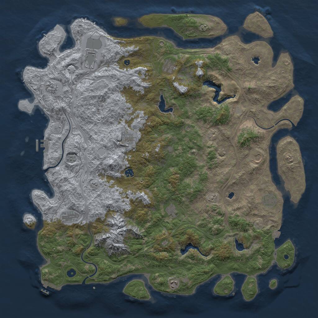 Rust Map: Procedural Map, Size: 5500, Seed: 37380, 17 Monuments