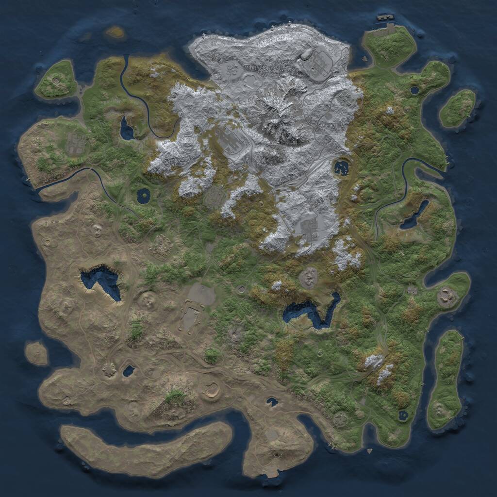 Rust Map: Procedural Map, Size: 5000, Seed: 1415445434, 16 Monuments