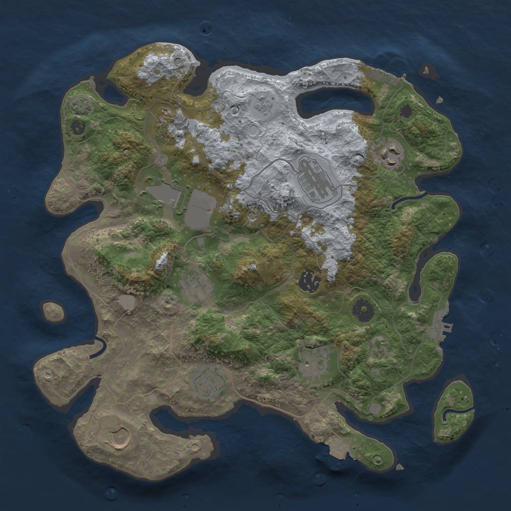 Rust Map: Procedural Map, Size: 3500, Seed: 913745339, 17 Monuments