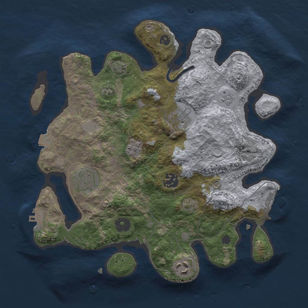 Rust Map: Procedural Map, Size: 3000, Seed: 1199795563, 13 Monuments