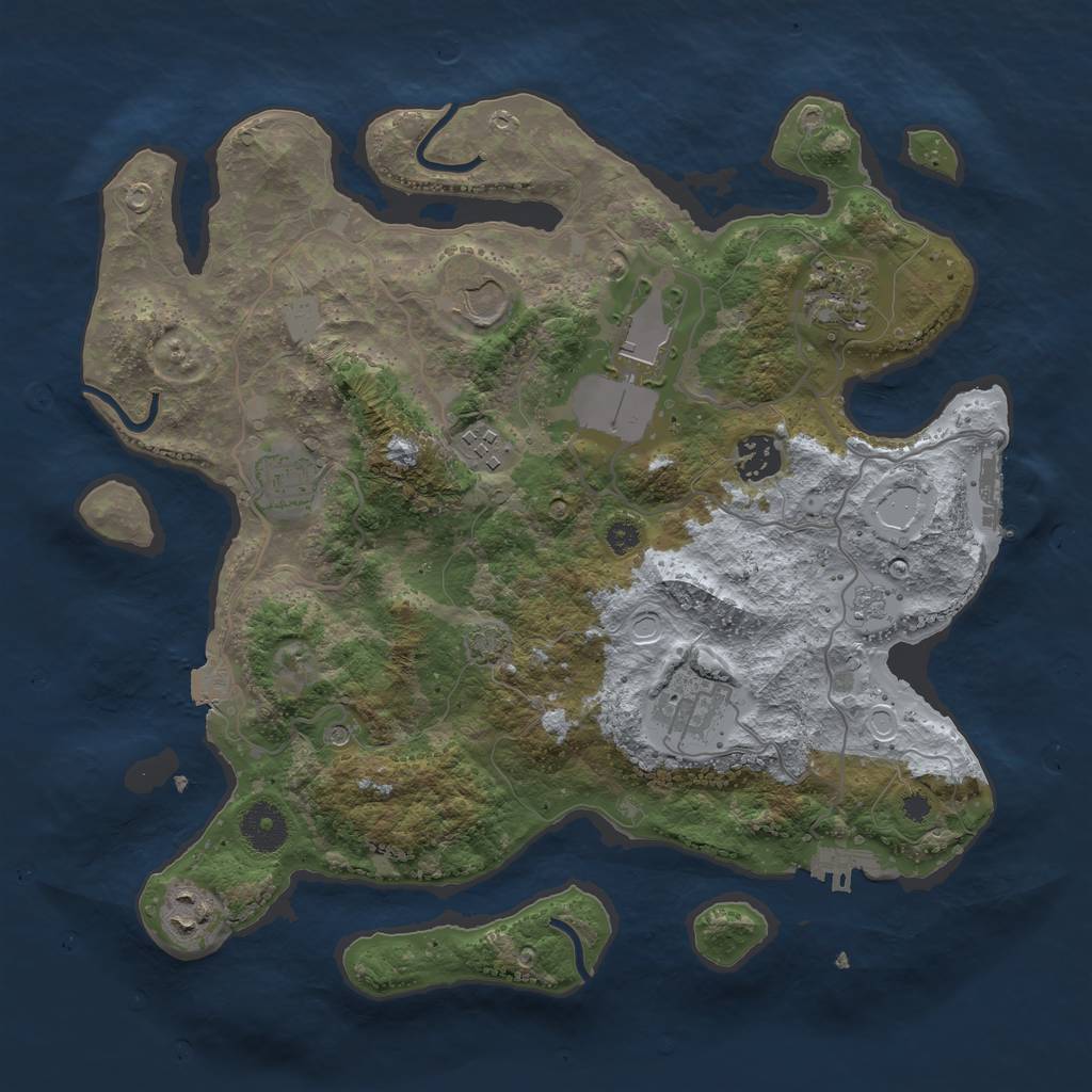 Rust Map: Procedural Map, Size: 3500, Seed: 1292403336, 16 Monuments