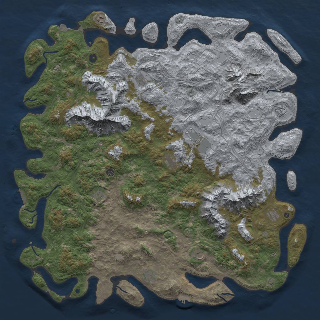 Rust Map: Procedural Map, Size: 6000, Seed: 588765757, 19 Monuments