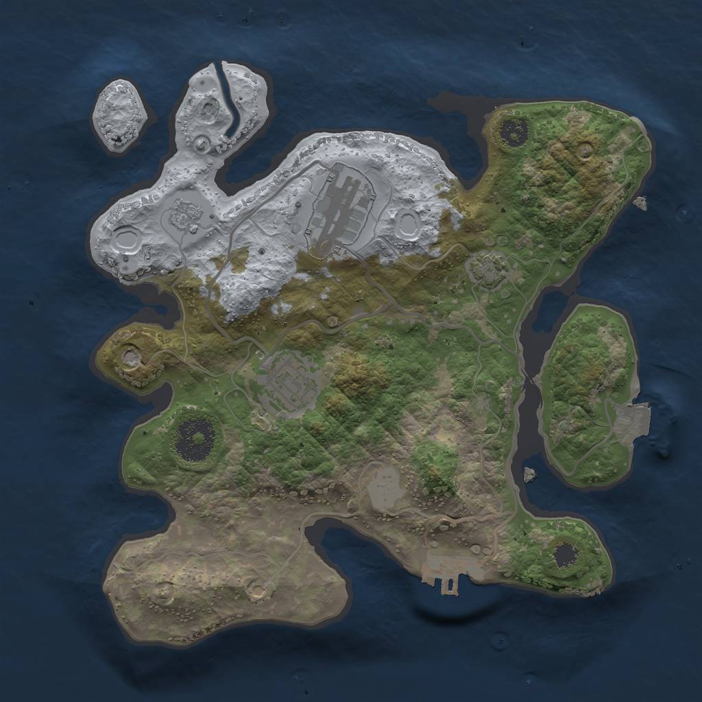 Rust Map: Procedural Map, Size: 2500, Seed: 113028756, 8 Monuments
