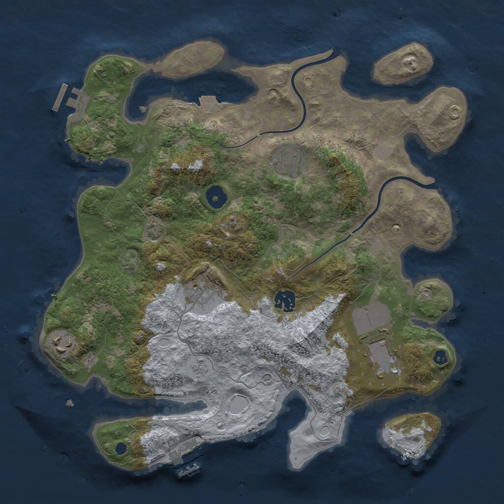 Rust Map: Procedural Map, Size: 3500, Seed: 768857834, 11 Monuments
