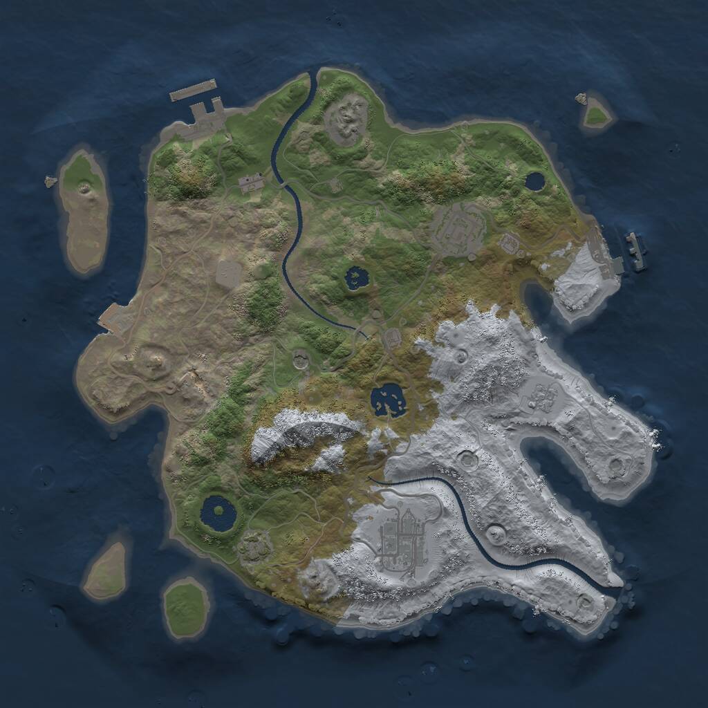 Rust Map: Procedural Map, Size: 3000, Seed: 1981355232, 9 Monuments