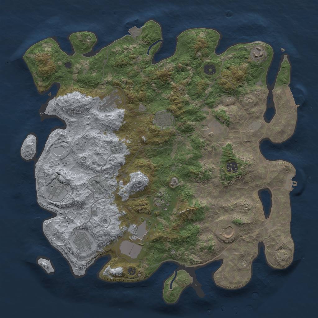 Rust Map: Procedural Map, Size: 4000, Seed: 878288411, 19 Monuments