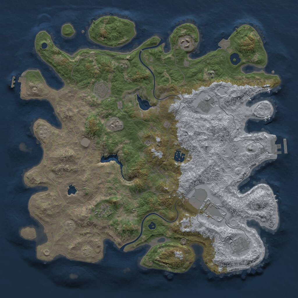 Rust Map: Procedural Map, Size: 4000, Seed: 427908136, 14 Monuments