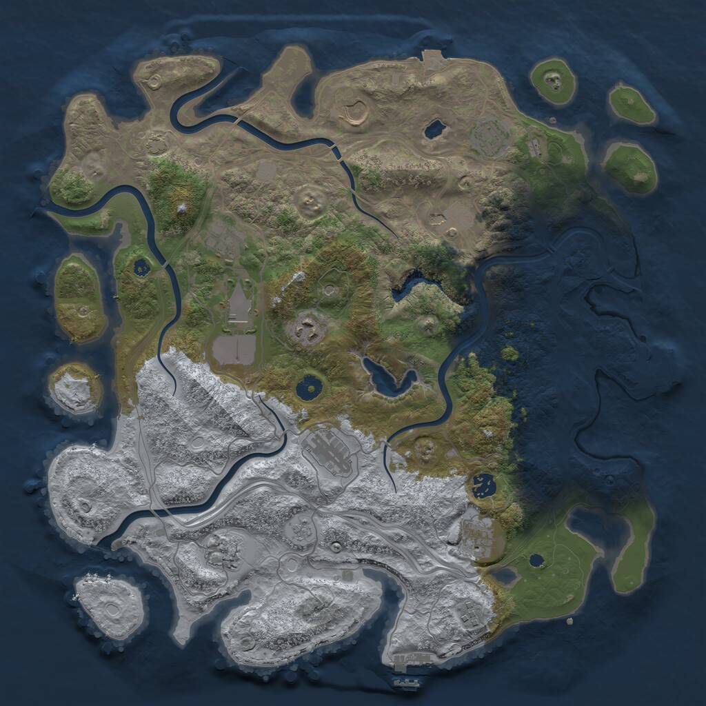 Rust Map: Procedural Map, Size: 4250, Seed: 1239619436, 17 Monuments