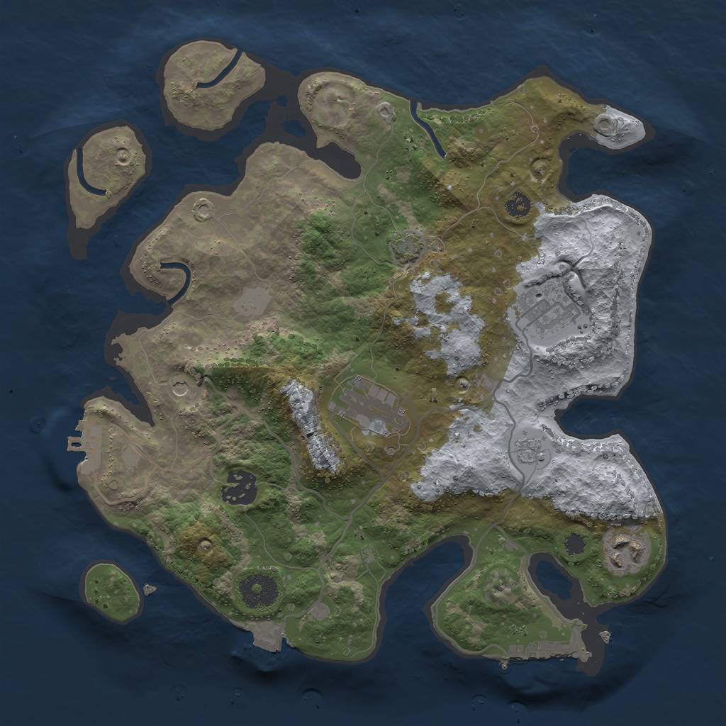 Rust Map: Procedural Map, Size: 3000, Seed: 1933454125, 12 Monuments