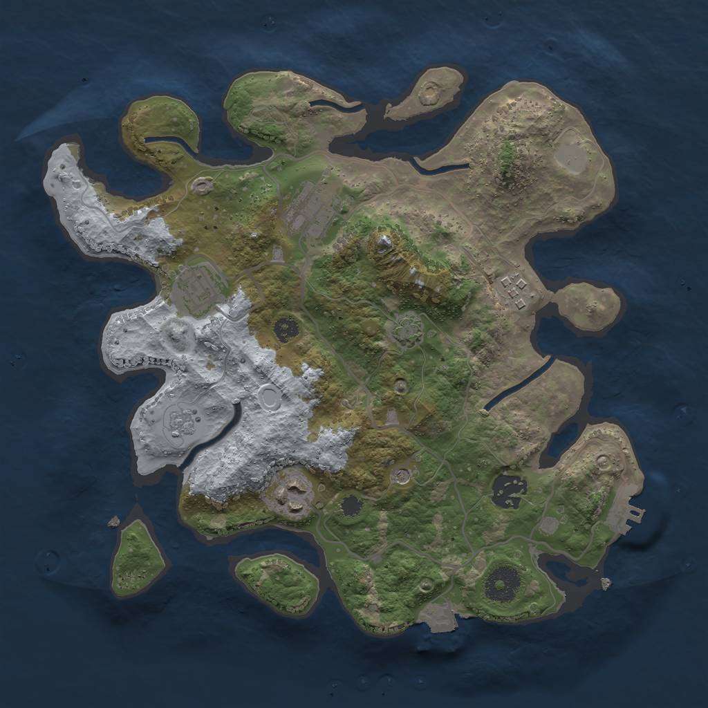 Rust Map: Procedural Map, Size: 3000, Seed: 1235555, 12 Monuments