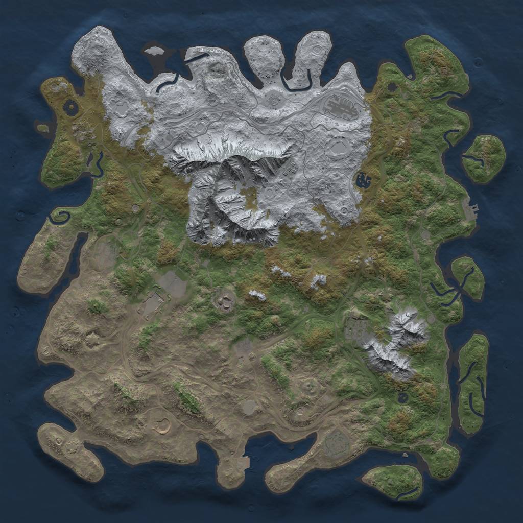 Rust Map: Procedural Map, Size: 5000, Seed: 1299923709, 18 Monuments