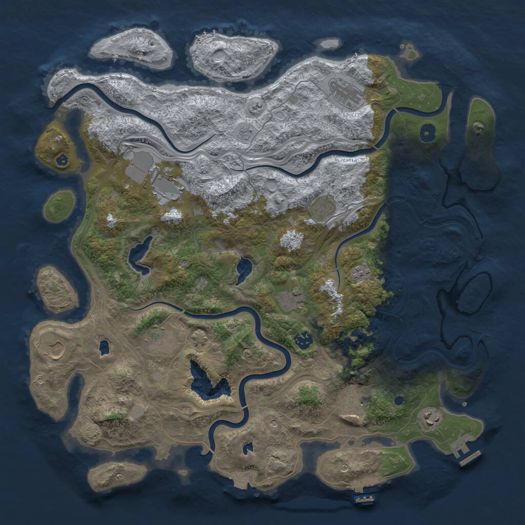 Rust Map: Procedural Map, Size: 4500, Seed: 973914723, 16 Monuments