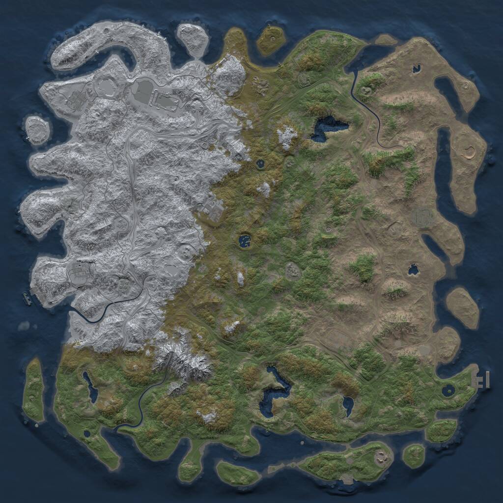 Rust Map: Procedural Map, Size: 6000, Seed: 780082996, 17 Monuments