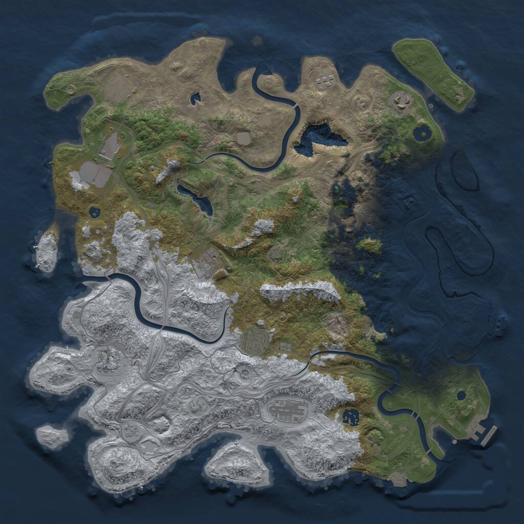 Rust Map: Procedural Map, Size: 4500, Seed: 1185748993, 16 Monuments