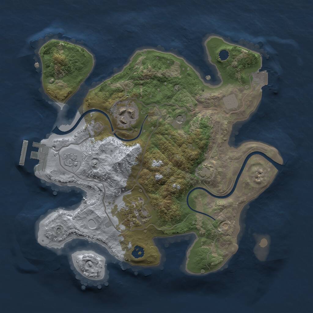 Rust Map: Procedural Map, Size: 2500, Seed: 74574547, 7 Monuments