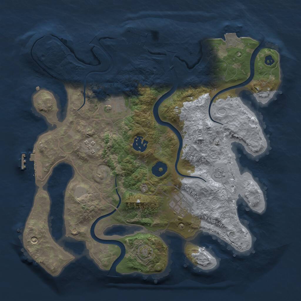 Rust Map: Procedural Map, Size: 3000, Seed: 1726261580, 9 Monuments