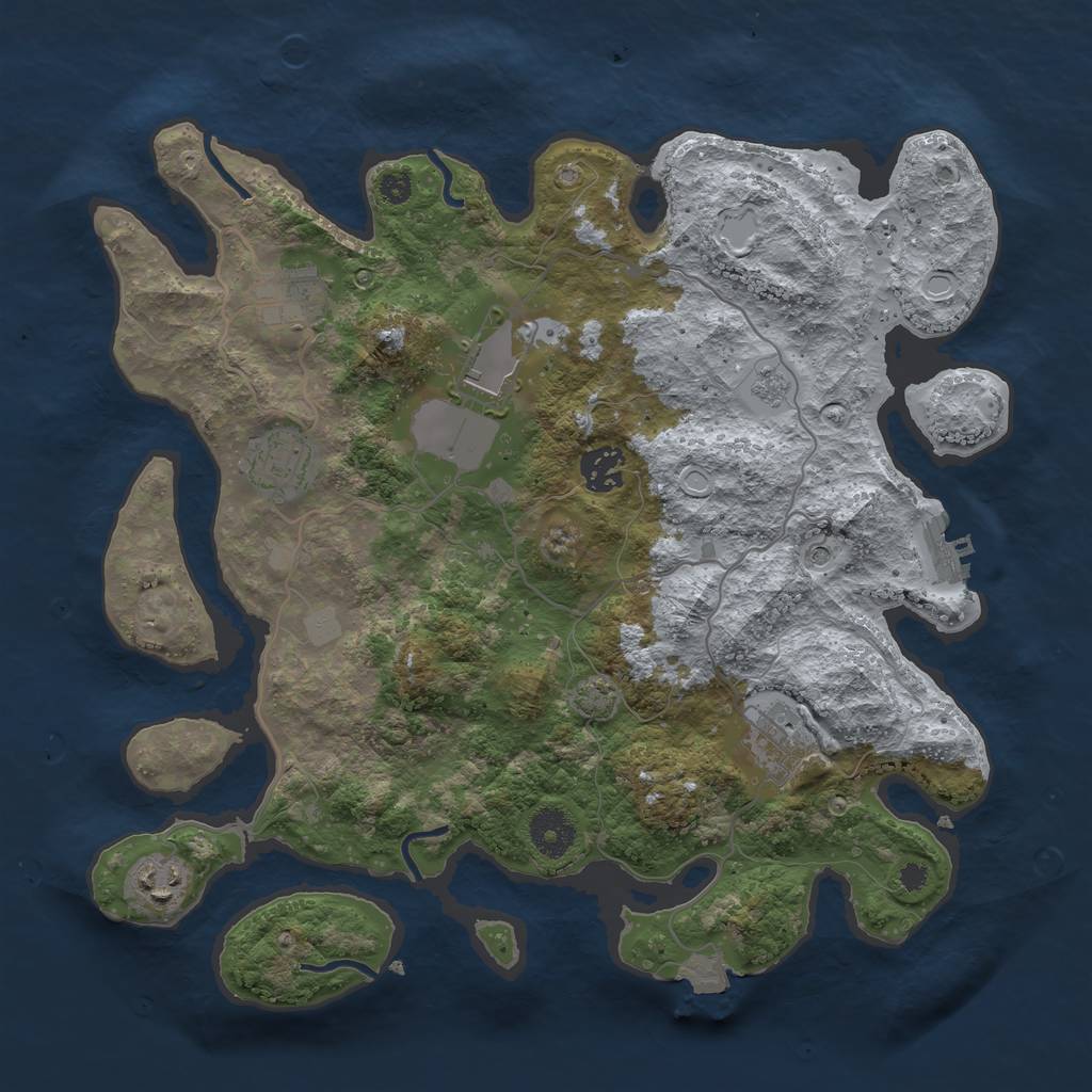 Rust Map: Procedural Map, Size: 3500, Seed: 1814178486, 13 Monuments
