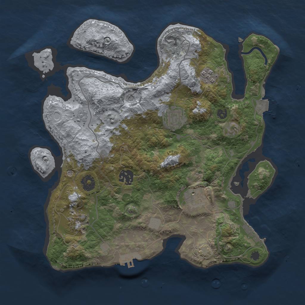 Rust Map: Procedural Map, Size: 3000, Seed: 1682974, 13 Monuments