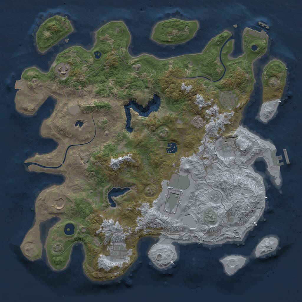 Rust Map: Procedural Map, Size: 4000, Seed: 88676, 13 Monuments