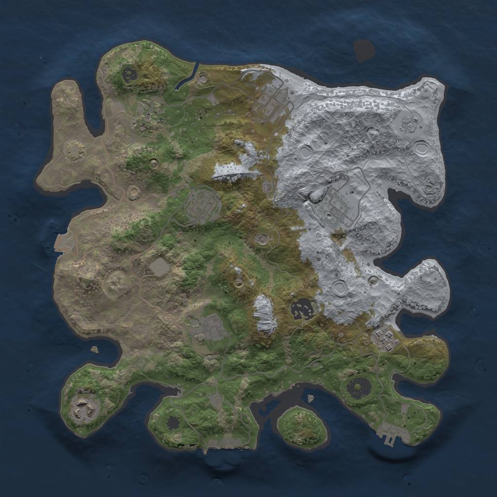 Rust Map: Procedural Map, Size: 3250, Seed: 1423113921, 16 Monuments