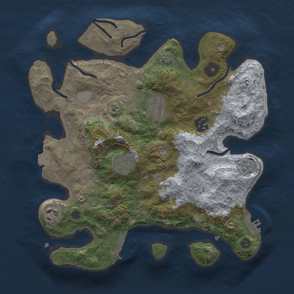 Rust Map: Procedural Map, Size: 3000, Seed: 4910, 13 Monuments