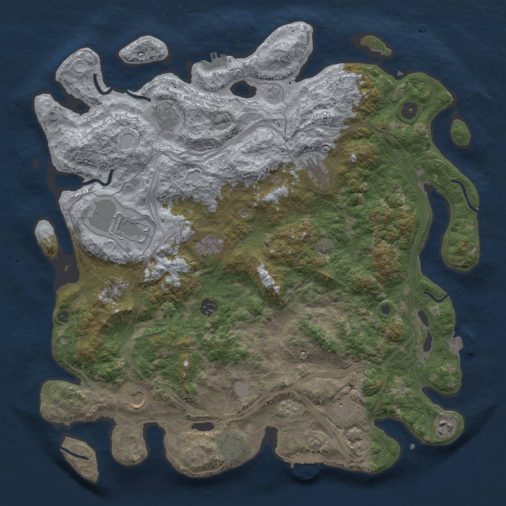 Rust Map: Procedural Map, Size: 4500, Seed: 1389893869, 19 Monuments