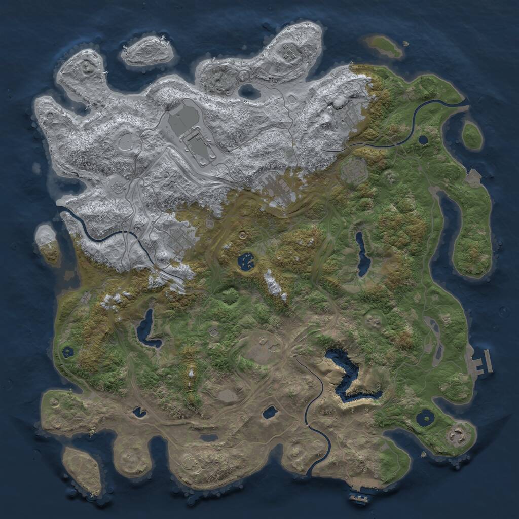 Rust Map: Procedural Map, Size: 4500, Seed: 1389893869, 15 Monuments