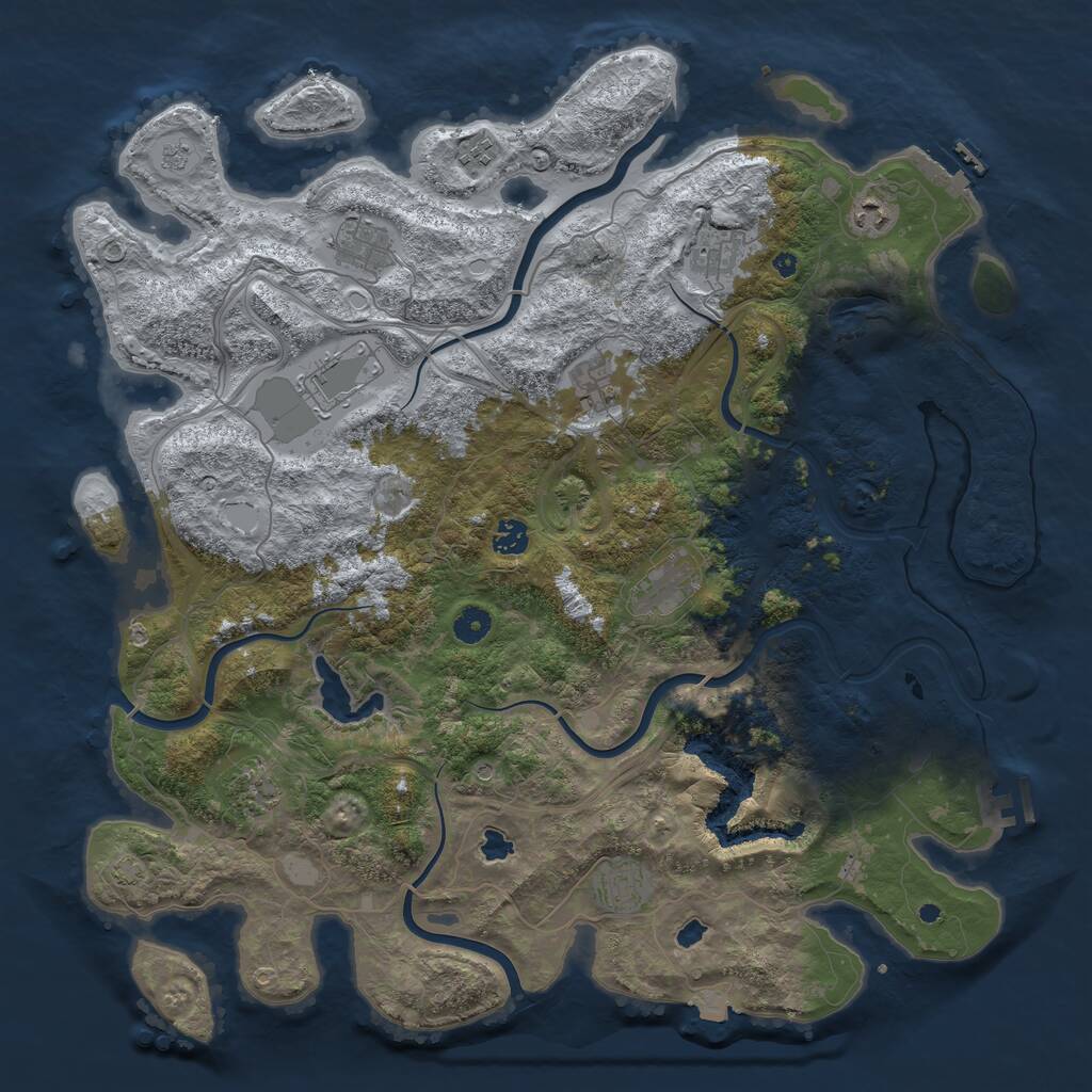 Rust Map: Procedural Map, Size: 4500, Seed: 1389893869, 16 Monuments