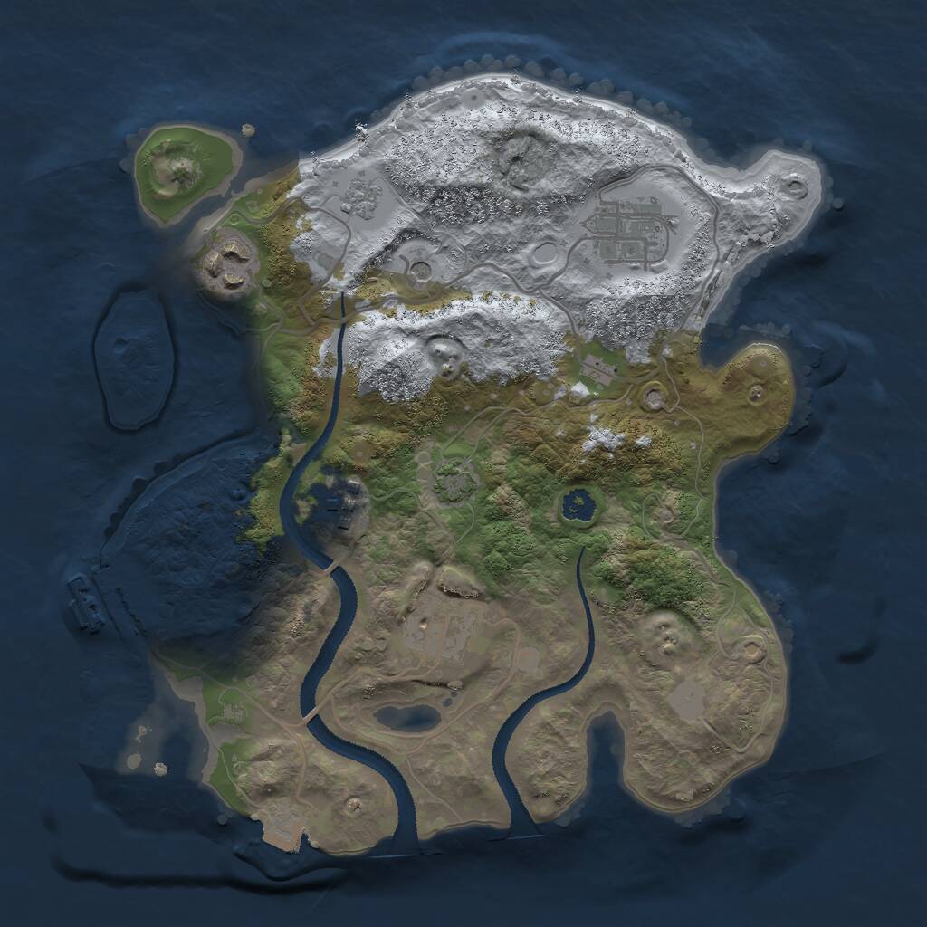 Rust Map: Procedural Map, Size: 2800, Seed: 3457765, 9 Monuments