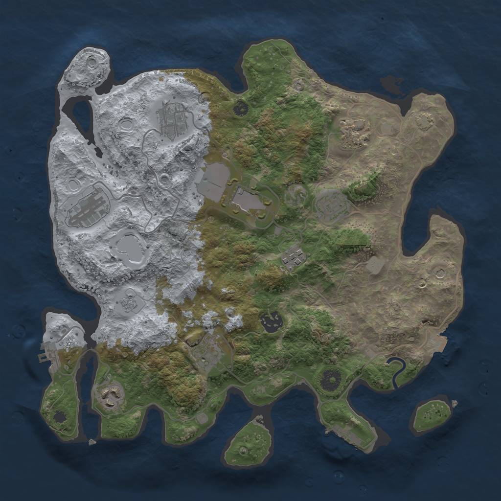 Rust Map: Procedural Map, Size: 3500, Seed: 152321337, 17 Monuments