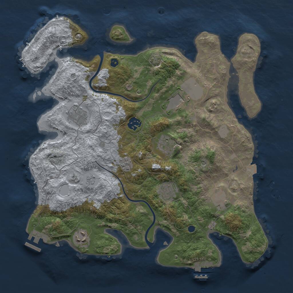 Rust Map: Procedural Map, Size: 3500, Seed: 339311018, 14 Monuments