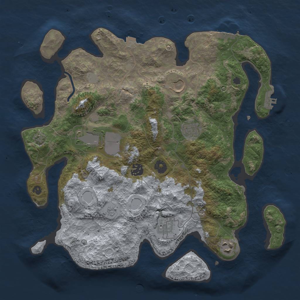 Rust Map: Procedural Map, Size: 3500, Seed: 253994498, 14 Monuments